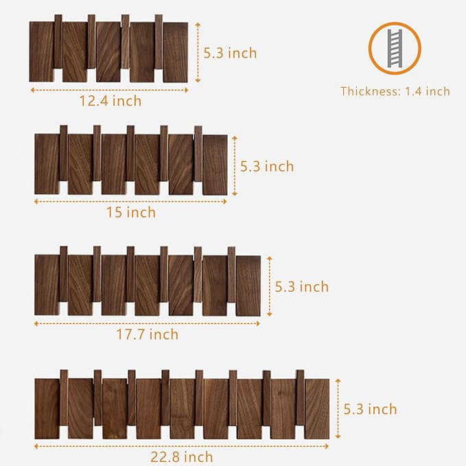 QUELLANCE Wood Coat Rack Wall Mount, Coat Hooks Hanger Wall Mounted, Heavy Duty Wall Coat Rack with 6 Hooks for Hanging Coats