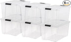 IRIS USA 72 Qt Stackable Plastic Storage Bins with Lids, 6 Pack - BPA-Free, Made in USA - See-Through Organizing Solution, La