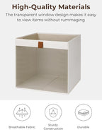 StorageWorks 13x13 Storage Cubes, Closet Storage Bins with Clear Window, Large Fabric Organizer for Clothes, Collapsible Stor