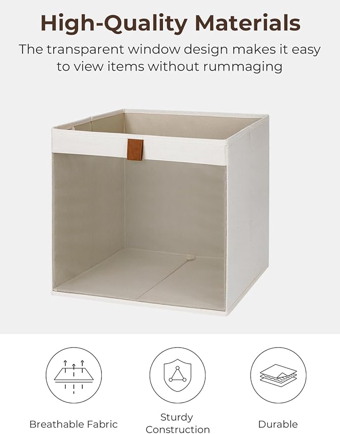 StorageWorks 13x13 Storage Cubes, Closet Storage Bins with Clear Window, Large Fabric Organizer for Clothes, Collapsible Stor