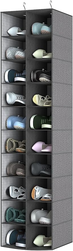 coastal rose Hanging Shoe Organizer for Closet, 20 Sections Hanging Closet Organizer and Storage Shelves, Space Saving Shoe R