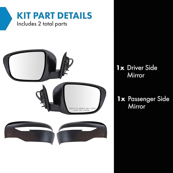 TRQ Driver & Passenger Side Power Mirror Set Paint to Match with Housing Turn Signal Compatible with 2014-2016 Nissan Rogue N