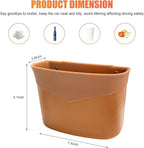 Car Trash Can, Mini Auto Garbage Bin Multipurpose Storage Container with Slot Clip, Waterproof Leather Small Dustbin Interior Accessories for Vehicle Door Front Back Seat (Beige)