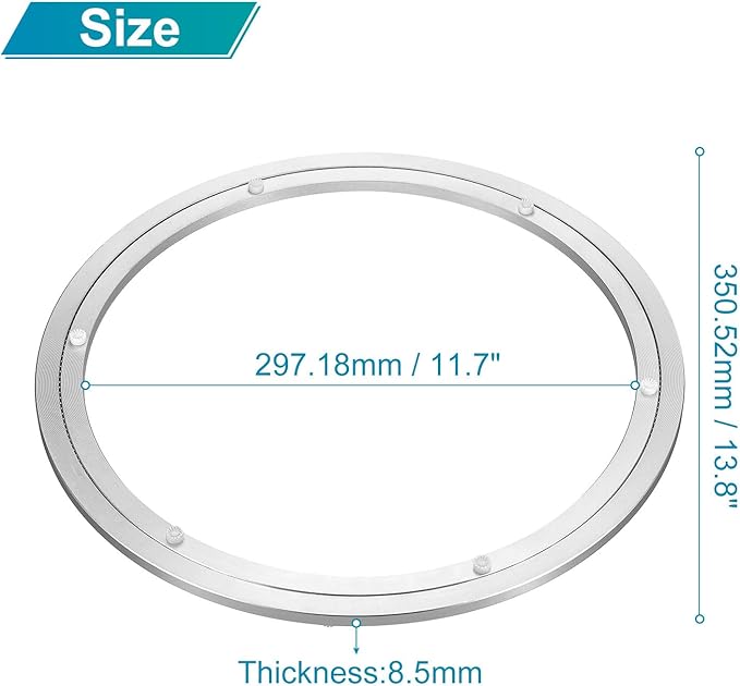 MECCANIXITY Aluminum Lazy Susan 14 Inch Turntable Ring Large Bearing Metal Rotating Turntable Bearings Swivel Plate Hardware 