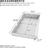 White Large Under Desk Mounted Sliding Drawer with 2 Cable Hole and 60 Degree Tilt Panel to Pull Out, 22.4'' Long & 9.2'' dee