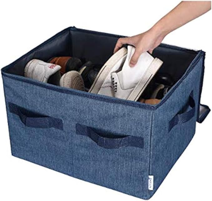 Moteph Shoe Organizer Closet Storage Solution with Clear Cover & Adjustable Dividers for Shoes, Handbags, Blankets, Linen, Cl