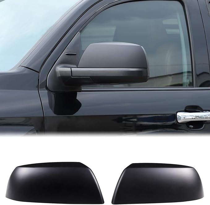 Car Door Rear View Mirror Cover Trim Compatible with Toyota Tundra 2007-2021 Sequoia 2008-2020 Exterior Rearview Mirror Housing Cap Protector Accessories, Only Fit Without Turn Signal Lights Version