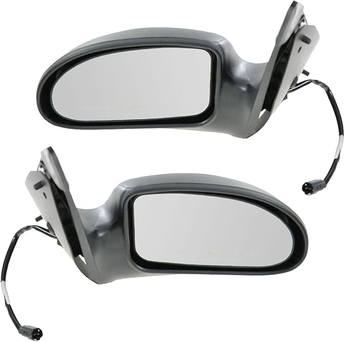 TRQ 2 Piece Driver and Passenger Side Mirror Assembly Set Manual Folding Electric Adjustment Non-Heated No Memory Textured Co