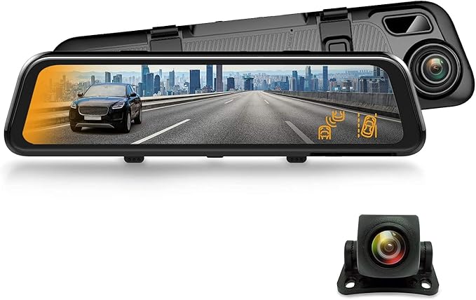 REXING M2 Smart BSD ADAS Dual Mirror Dash CAM 12” IPS Touch Screen, 1080p (Front+Rear),GPS,Stream Media, Parking Monitor, Nig