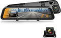 REXING M2 Smart BSD ADAS Dual Mirror Dash CAM 12” IPS Touch Screen, 1080p (Front+Rear),GPS,Stream Media, Parking Monitor, Nig