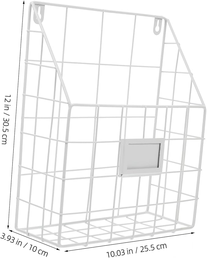 Cabilock Versatile Wall Magazine Rack Metal Wire Basket Magazine Holder Wall-mounted Bookshelf Iron Book Organizer Mail Organ