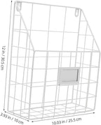 Cabilock Versatile Wall Magazine Rack Metal Wire Basket Magazine Holder Wall-mounted Bookshelf Iron Book Organizer Mail Organ