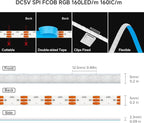 WS2812B Addressable LED Strip 16.4ft 160LEDs/m High Density 5V RGB Individual Lighting 800 ICS Flexible 5mm COB Uniform Light for Bedroom Car Decor | No Controller/Adapter