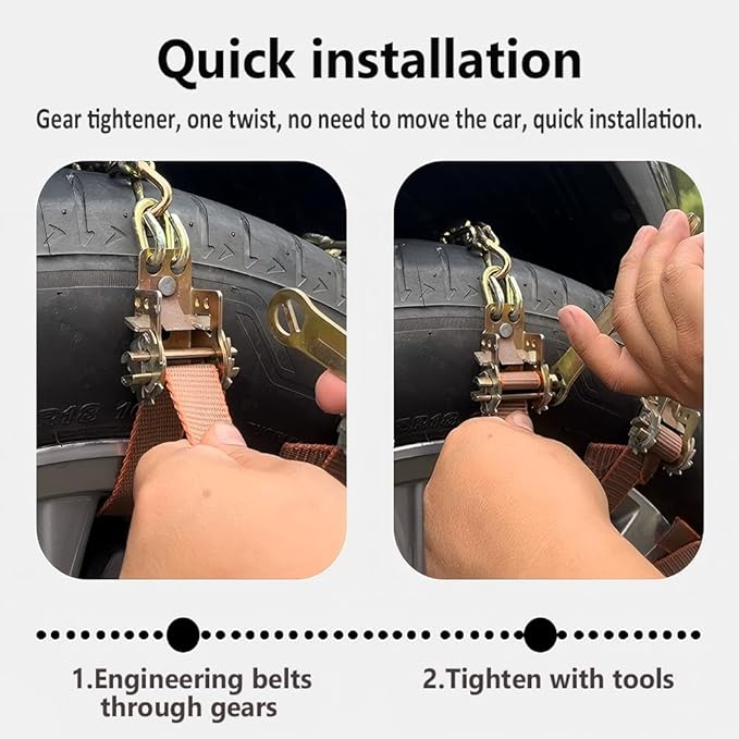 10 Piece Set Tire Chains,Snow Chains For Car SUV Pickup Trucks(175-275mm),Adjustable Universal Emergency Anti-Skid Thickening