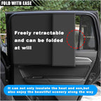 4PCS Car Side Window Sun Shades, Auto Window Sunshades Privacy Curtains Blackout with Magnetic, UV Rays, Heat Protection Stretch Car Window Covers for Sleeping, Camping, Breastfeeding (Front & Back)