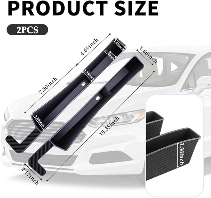 2PCS New Car Seat Gap Filler with 2 Storage Areas,Stylish Car Seat Gap Storage for Stabilizing Phone,Keys Wallet,Universal Car Seat Gap Filler Organizer Interior Accessories (Carbon Black)