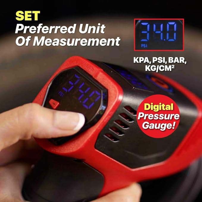 BULLSEYE PRO Tire Inflator with Pressure Gauge, Compact and Portable, Automatic Shut Off, 150 PSI Max, USB Home Rechargeable and Cord for Vehicular Use As Seen On TV (9475)