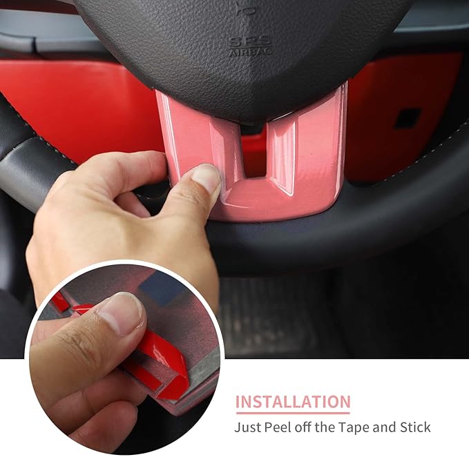 Linskip Steering Wheel Trim Compatible with Dodge Journey 2013-2023 & Challenger/Charger/Durango/Dart 2009-2014, Challenger Steering Wheel Cover, Challenger Interior Accessories 3Pcs(Pink)
