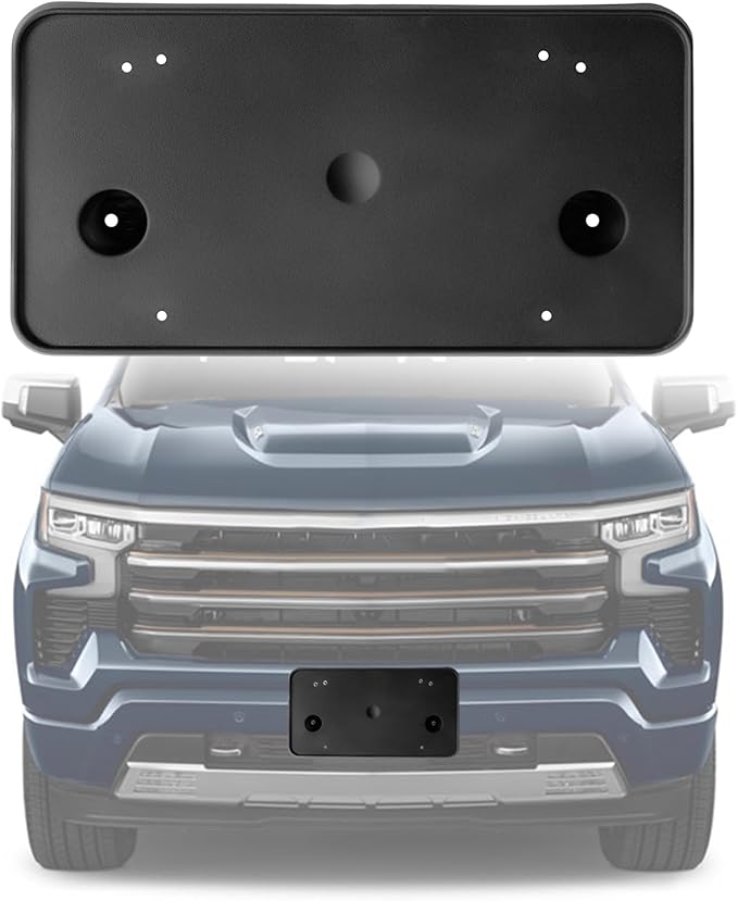 Front Bumper License Plate Frame Bracket Compatible with Chevrolet Chevy Silverado 1500 2022 2023 2024 2025, Black License Fr