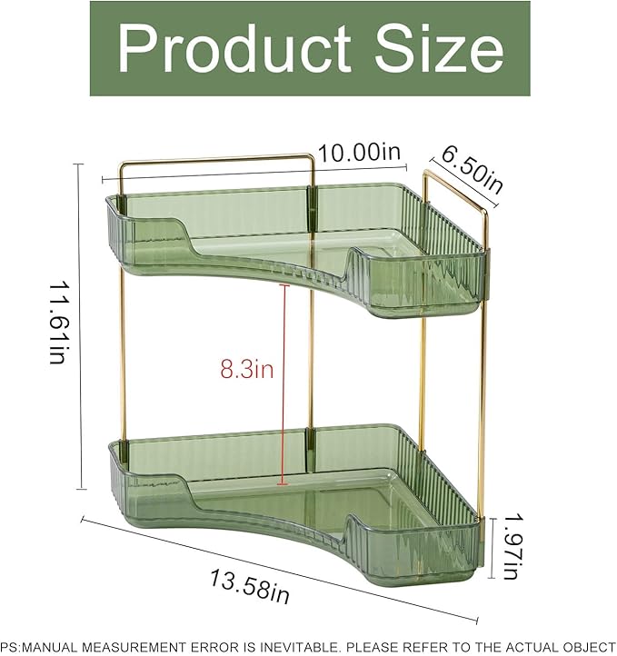INVSSENE Corner Bathroom Countertop Organizer, Vanity Trays for Counter, Makeup Organizers, Perfume Tray, Kitchen Spice Rack,