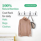 Badiano Wooden Coat Rack, Wall-Mounted Organizer for Closet, Entryway, Hallway, Foyer, Bedroom, Heavy Duty Double Hooks for H