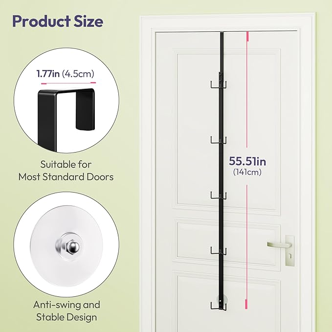 SWTYMIKI Over Door Hat Organizer - 2 Packs Metal Wall Mounted Hat Rack with 5-Tier Dual Hooks Design, Hanging Baseball Cap Or