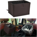 Car Trash Can, Leather Foldable Large Capacity Vehicle Hanging Garbage Bin Organizer, Waterproof Auto Interior Storage Bag Container Accessories, Universal for SUV Sedan Truck (Brown)