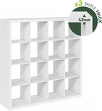 Furinno Cubicle Book Shelf, 16-Cube Bookshelf, Triple Thick Frame Cube Storage Organizer, 1.65" Bookcase, 15.4 x 57.4 x 56.9,