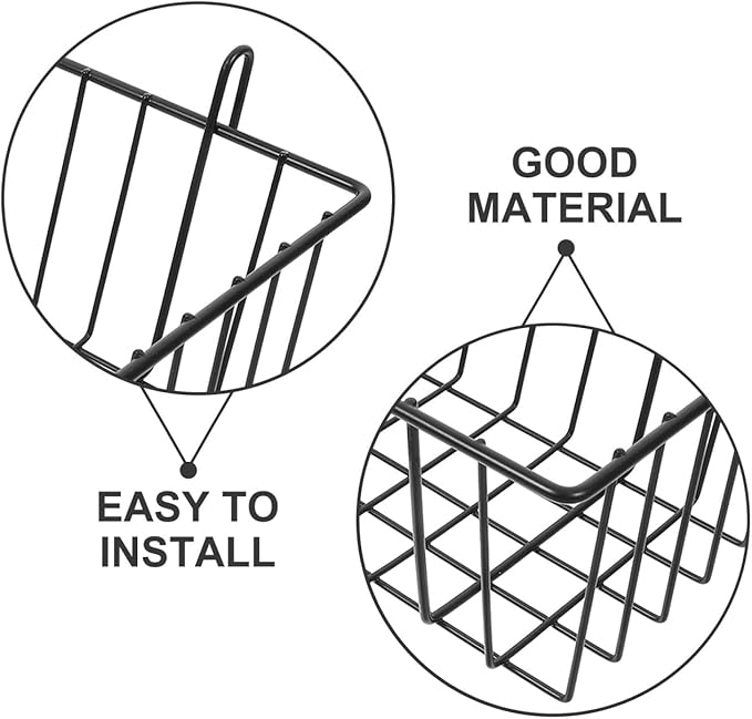 Ciieeo Wire Hanging Basket 12.4 Inch Multi-Purpose Grid Wall Storage Organizer Metal Hanging Basket for Kitchen Garage Worksh