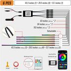 Ambient Lighting Car Led Lights Interior Kit,6 in 1 RGB Music Sync Acrylic Led Lights for Car Interior,175 inches DIY Fiber Optic Neon Accent Strip Ambiance Lighting with Wireless APP Remote