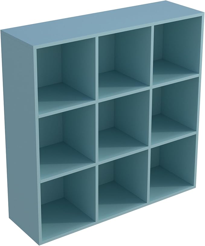 OSCHF 9-Cube Storage Shelf Bookcase - Wooden 3-Tier Floor Standing Open Bookshelf for Home and Office, Display Cabinet, Light