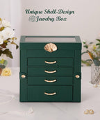Enthralite Jewelry Box with 4 Drawers: Display Organizer for Earrings Necklaces - Gifts for Girls Women (Forest Green)