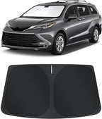 TINGLU Sun Shade for Toyota Sienna Mini Van 2021-2024 2025 2026 Accessories Windshield Sun Shade Window Shade UV Rays Protection Sun Visor Cover with Steering Wheel Sunshade Storage Bag