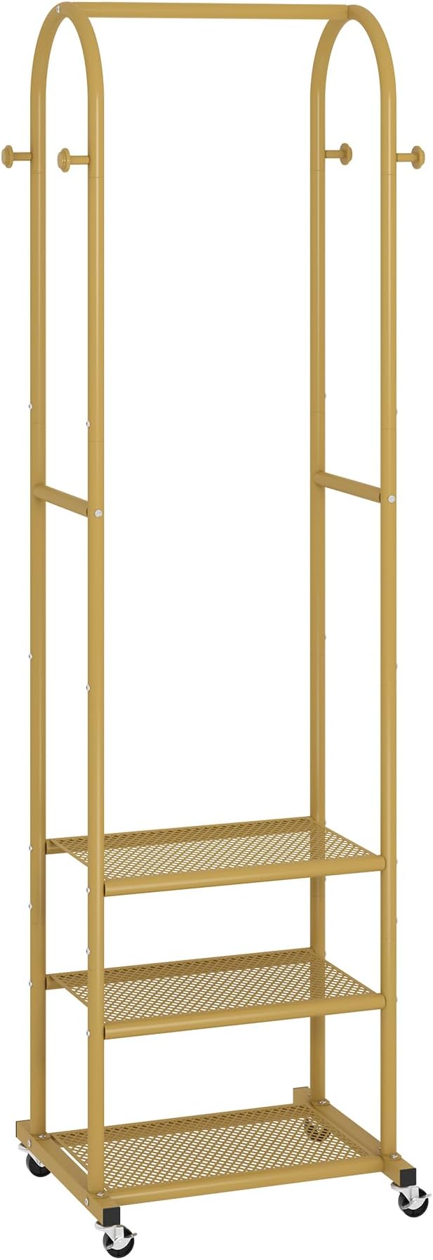 Kaitiemoo Heavy Duty Clothing Rack with Wheels,Modern Garment Rack with 3 Metal Shelves, 71.8Inches Display Rack for Hanging 