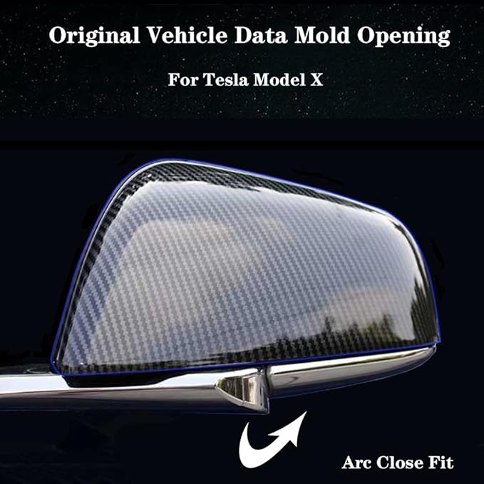 Side Mirror Cover for Tesla Car Exterior Accessories ABS Plastic Outside Cap (Pack of 2)(Model X 2017-2020 Imitation Carbon Fiber)