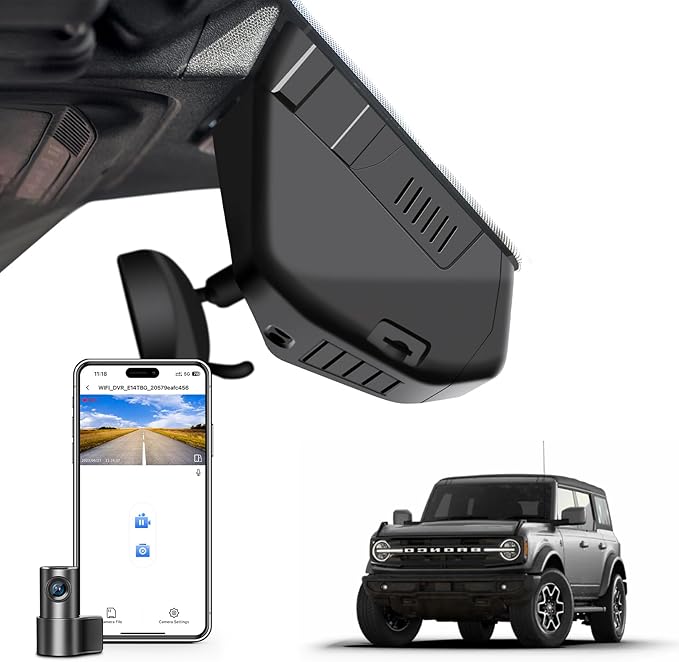 Front 4K & Rear 1080 Dash Cam Fit for Ford Bronco 2021 2022 2023 2024 2026(Model A), Does Not Fit Ford Bronco Sport, WiFi & A