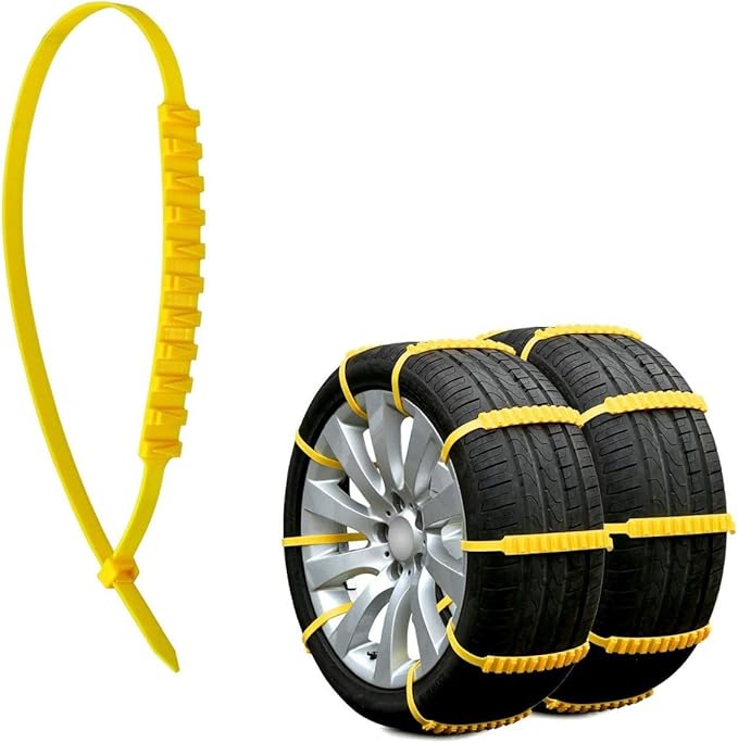 Jeremywell 10 PCS Emergency Anti-Skid Mud Snow Survival Traction Multi-Function Car Tire Chains, Yellow, Security Chains for 