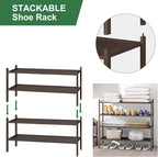 kiplant Bamboo Shoe Rack for Entryway, 2-Tier Stackable | Foldable | Natural, Shoe Organizer for Hallway Closet, Free Standin