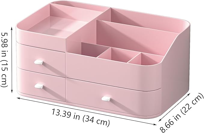 MIUOPUR Makeup Organizer for Vanity, Large Capacity Desk Organizer with Drawers for Cosmetics, Lipsticks, Jewelry, Nail Care,