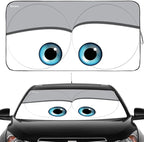 GVEN Windshield Sun Shades Car Sun Shade Protector Blocks UV Rays for Full-Size Sedan & SUV, Mid-Size SUV, Sports Cars, Wagon and Mid-Size Pickup Truck Car Accessories (Eyes-Grey, L)