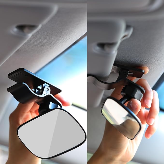 Clip On Car Baby Mirror, Ampper Adjustabe HD Glass Convex Wide Angle Interior Rearview Baby Rear Facing Mirror (Framed Rectangle, Small, 3.5" X 2.2")