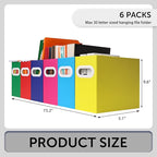 Collapsible File Organizer Box with Handle – Cardboard Hanging File Folder Storage Crate for Desk, Office, School, or Home – 