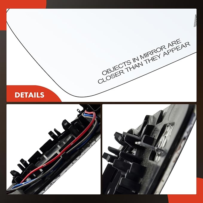 A-Premium Right Passenger Side Heated Mirror Glass with Backing Plate - Compatible with Mercedes-Benz C300, C400, C43 AMG, C450 AMG, C63 AMG - Exterior Side View Convex Mirror w/Blind Spot Detection