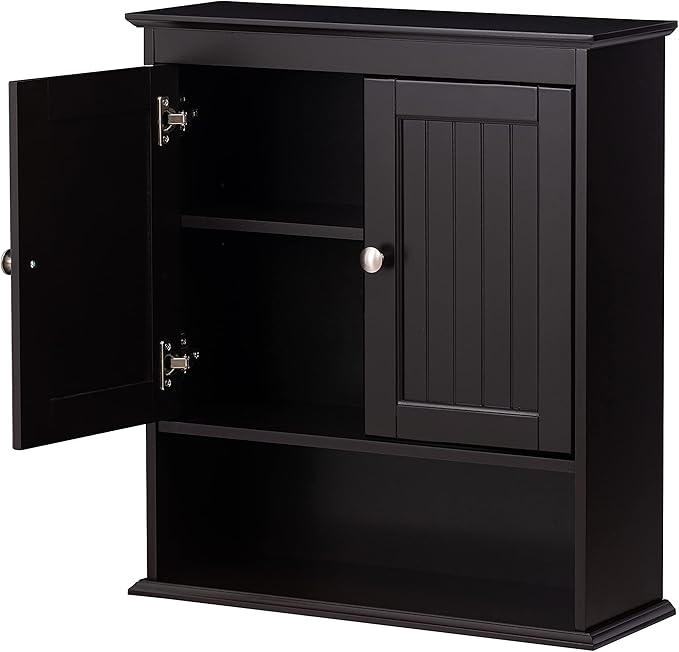 Spirich Bathroom Cabinet Wall Mounted, Wood Hanging Cabinets with Doors and Shelves, Medicine Cabinet Over The Toilet, Espres