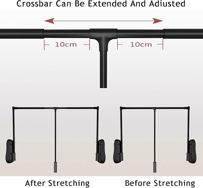 Pull Down Clothes Rail, Extendable Adjustable Aluminum Alloy Clothes Rail,for Wardrobe Cloakroom,20kg Load Capacity(Black,W-8