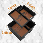 TripleAliners Center Console Organizer Compatible with 2021-2024 Ford Bronco(no for Sport) Accessories Bronco 2/4-Door Center Console Storage Box ABS Material with Leather Trim(V2_Brown)Won't Fit 2025