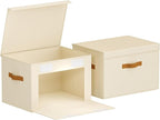 Homsorout Large Storage Bins with Lids - Front Opening Fabric Storage Bins, Flap Closet Organizer with Handles, Collapsible B