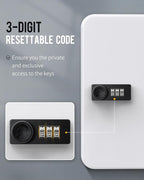 Uniclife 28-Key Steel Key Cabinet with Combination Lock Wall Mounted Key Organizer with Resettable Code White Digital Securit