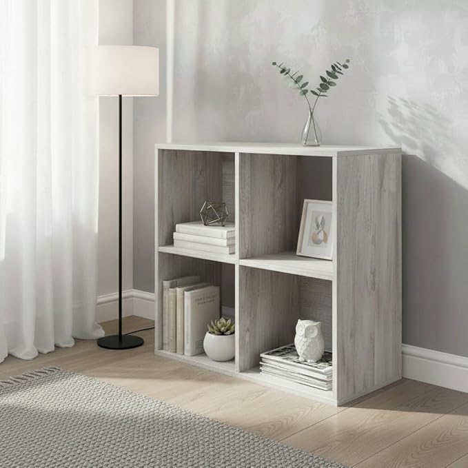Signature Design by Ashley Paxberry Coastal 4 Cube Storage Organizer or Bookcase, Whitewash