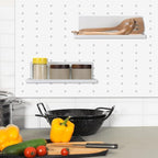 Therwen 4 Pack Magnetic Pegboard Shelves Wall Organizer Metal Pegboard Shelf Steel Tray Accessories Organizing Tools for Craf